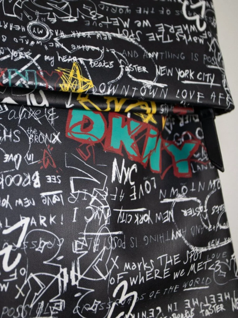 DKNY Tilly Graffiti Foldover Backpack NYC Print